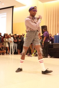 Omega Psi Phi prepares to perform at the Project X Stroll Competition.  Photo by Terry Wright.