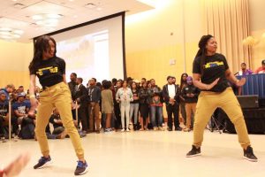 Members of Sigma Gamma Rho performing at the Project X Stroll Competition.  Photo by Terry Wright.