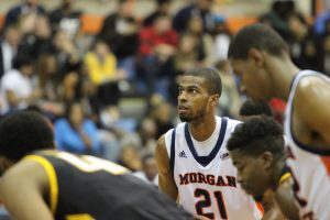 Senior Kyle Thomas prepares for a free throw attempt in Tuesday's game against Towson. Photo by Wyman Jones.