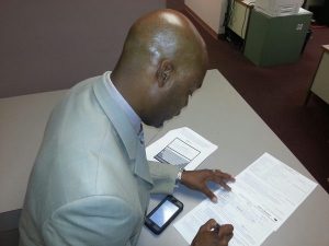 Russell Neverdon files official documents allowing him to be a "write-in" candidate for State's Attorney on November 4, 2014