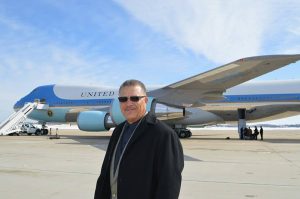 SGJC Dean Dewayne Wickham prepares to board Air Force One