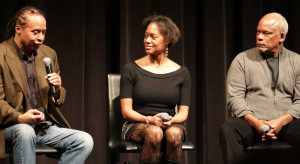 Left to Right   Jamal Joseph former Black Panther, Producer for Firelight Media Marcia Smith, Director Stanley Nelson(Firelight Media) Photo by Babatunde Salaam