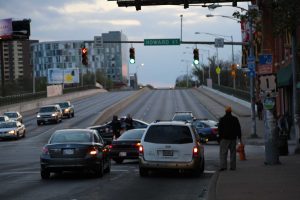 Police shutting down the North Avenue Bridge westbound.