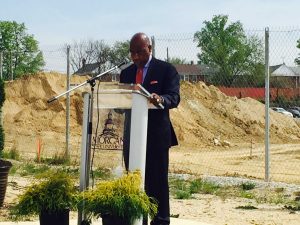 Morgan State University President, David Wilson, speaks at the ceremony for the new Science Center.