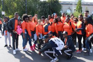 Morgan students gather for a picture before the Million Man March. Photo by Terry Wright