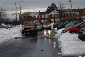 Morgan View residents park as best they can following the snow. Photo by Benjamin McKnight III.