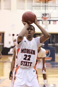 Sophomore Phillip Carr attempts a free throw against North Carolina Central University. Photo by Terry Wright.