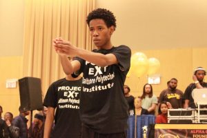 Members of Baltimore Polytechnic Institute's step team perform at the Project X Stroll Competition.  Photo by Terry Wright.