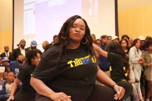 Members of Sigma Gamma Rho perform at the Project X Stroll Competition.  Photo by Terry Wright.