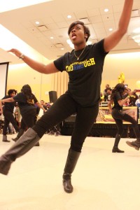 Members of Sigma Gamma Rho perform at the Project X Stroll Competition.  Photo by Terry Wright.
