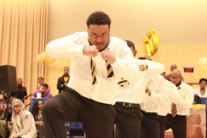 Members of Alpha Phi Alpha perform at the Project X Stroll Competition.  Photo by Terry Wright.