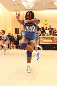 Members of Zeta Phi Beta perform at the Project X Stroll Competition.  Photo by Terry Wright.