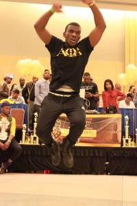 Members of Alpha Phi Alpha perform at the Project X Stroll Competition.  Photo by Terry Wright.