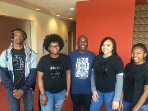 From left to right: Joshua Vaughan, 16, Jada Gillison, 14, Omar Muhammad, Director of EDAC, Kennedi Vaughan, 15, Jessica Vaughan, 14. Photo by Ahjahnae LaQuer