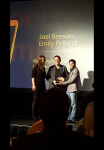 Joel Beeson (Right) and Emily Pelland (Left). Photo by Jackie Jones, Chair of Multimedia Journalism.