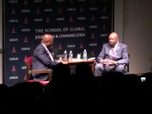Vic Carter (left) and Rep. Elijah Cummings (right) in the Master Class interview. Photo credit: Tramon Lucas