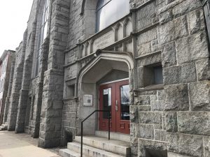 The front of Sharp Street Methodist Episcopal Church, the first location of Morgan State University. Photo by Benjamin McKnight III.