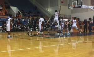 Tiwian Kendley attempts a layup in Tuesday's double overtime win against Manhattan. Photo by Traevon Benjamin.