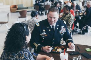Lt. Col. David Bornn, professor of military science at Morgan State University and his wife, Kandi Bornn, at the Tuskegee Airman Symposium luncheon. Photo by Maliik Obee.