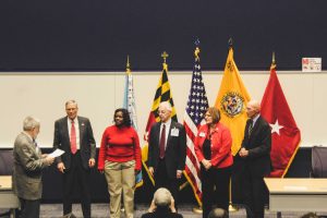 New members of the Military Officer Association of America take their oath of membership. Photo by Maliik Obee.